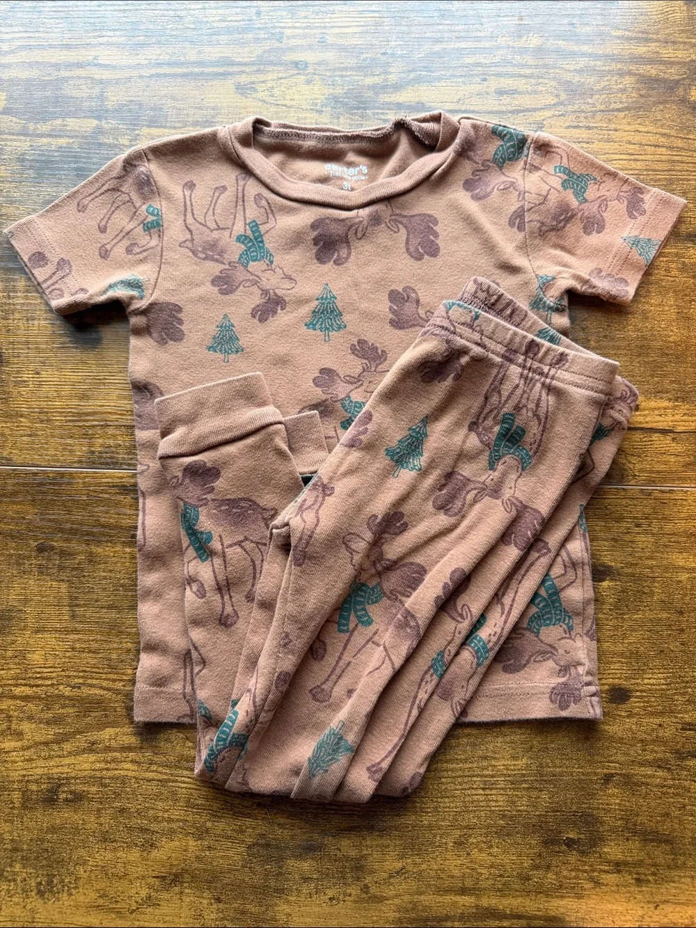 Carter's Brown Moose & Teal Tree Pajama Set